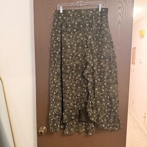 Old Navy Asymmetrical Floral Skirt - Olive